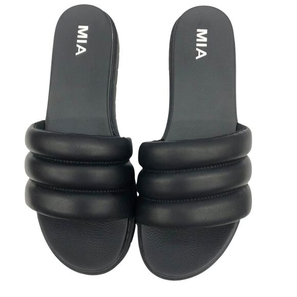 Mia Cimone Black Flatform Slip On Slide Sandals 11 - Picture 2 of 5